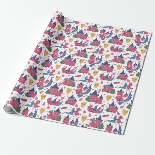 Draken en kastelen cadeaupapier (Uitgerold)