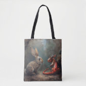 Draken en konijnen fantasie tote bag (Voorkant)