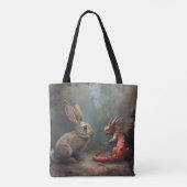 Draken en konijnen fantasie tote bag (Achterkant)