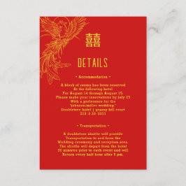 Draken en Phoenix bruiloft | Phoenix Guest Details Informatiekaartje