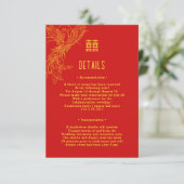 Draken en Phoenix bruiloft | Phoenix Guest Details Kaart (Staand voorkant)