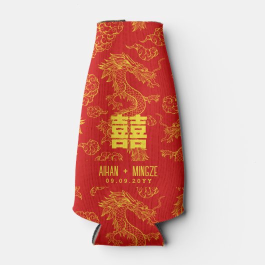 Draken en Phoenix | Dubbel geluk Flesjeskoeler (Voorkant)