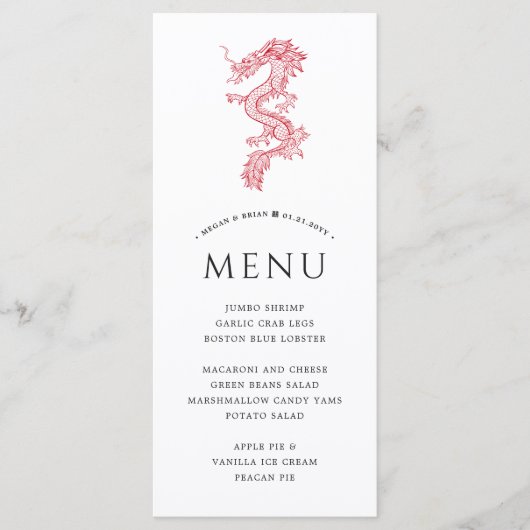 Draken en Phoenix | Menu Dragon-thema (Voorkant)