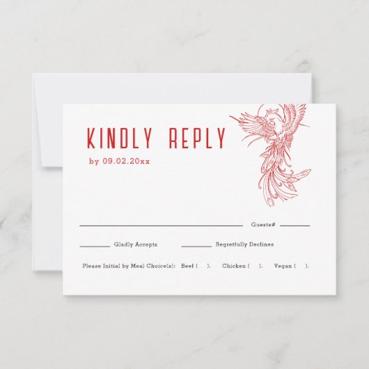 Draken en Phoenix | Trouwen RSVP + Maaltijdkeuze (Voorkant)