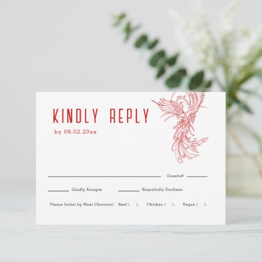 Draken en Phoenix | Trouwen RSVP + Maaltijdkeuze (Staand voorkant)