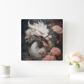 "Draken en rozen" Vierkante Klok (Huis)