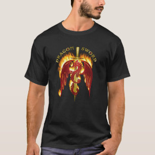 Draken Gouden Vlammende Zwaard T-Shirt
