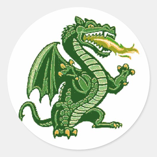 Draken Green Ronde Sticker (Voorkant)