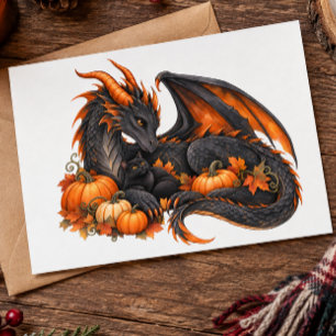 Draken Halloween met Pompoenen Briefkaart