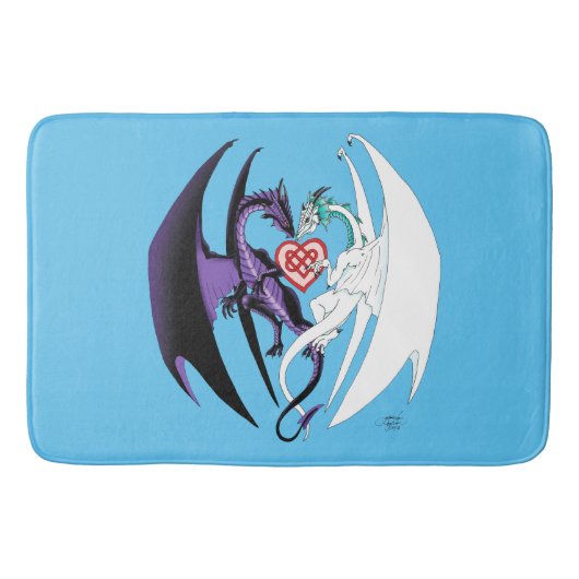 Draken houden van hart blauw badmat (Voorkant)