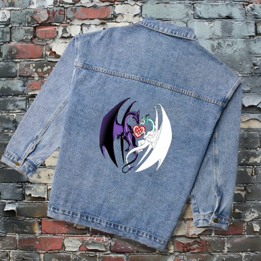 Draken houden van hart blauw denim jacket