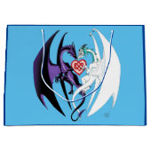 Draken houden van hart blauw groot cadeauzakje (Voorkant)