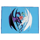 Draken houden van hart blauw groot cadeauzakje (Achterkant)