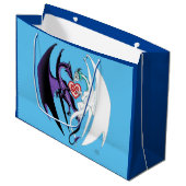 Draken houden van hart blauw groot cadeauzakje (Voorkant Gekanteld)
