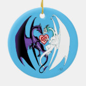 Draken houden van hart blauw keramisch ornament (Achterkant)