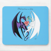 Draken houden van hart blauw muismat (Voorkant)