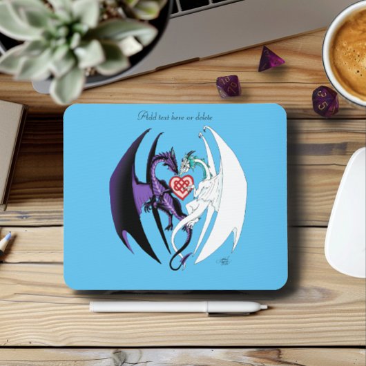 Draken houden van hart blauw muismat