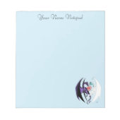 Draken houden van hart blauw notitieblok (Voorkant)