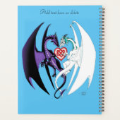 Draken houden van hart blauw planner (Achterkant)
