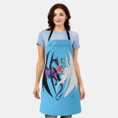 Draken houden van hart blauw schort (Gedragen)