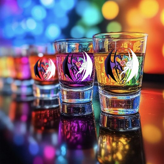 Draken houden van hart blauw shot glas