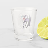 Draken houden van hart blauw shot glas (Achterkant)