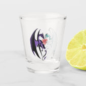 Draken houden van hart blauw shot glas (Voorkant)