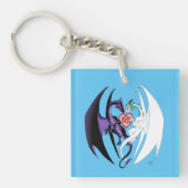 Draken houden van hart blauw sleutelhanger (Voorkant)