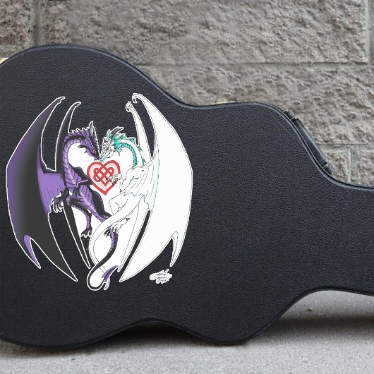 Draken houden van hart blauw sticker