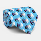 Draken houden van hart blauw stropdas (Opgerold)