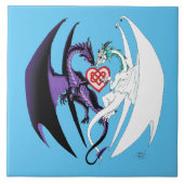 Draken houden van hart blauw tegeltje (Voorkant)