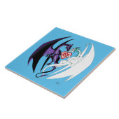 Draken houden van hart blauw tegeltje (Zijkant)