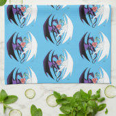 Draken houden van hart blauw theedoek (Gevouwen)