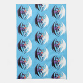 Draken houden van hart blauw theedoek (Verticaal)