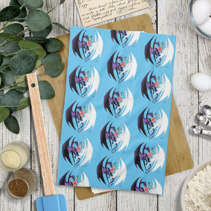 Draken houden van hart blauw theedoek