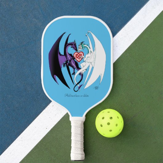 Draken houden van harten blauw pickleball paddle