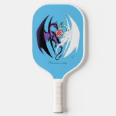 Draken houden van harten blauw pickleball paddle (Voorkant)
