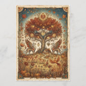 Draken in de herfst Vintage Whimsical Kunstkaart (Voorkant)
