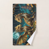 Draken in het maanlicht bad handdoek (Handdoek)