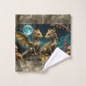 Draken in het maanlicht bad handdoek (Wasdoekje)