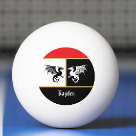 Draken in zwart wit goudkleurige trim en monogram pingpongbal