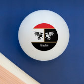 Draken in zwart wit goudkleurige trim en monogram pingpongbal