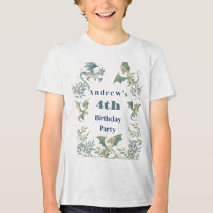 Draken Jongens 3e 4e 5e Verjaardagsfeestje Tri-Blend Shirt