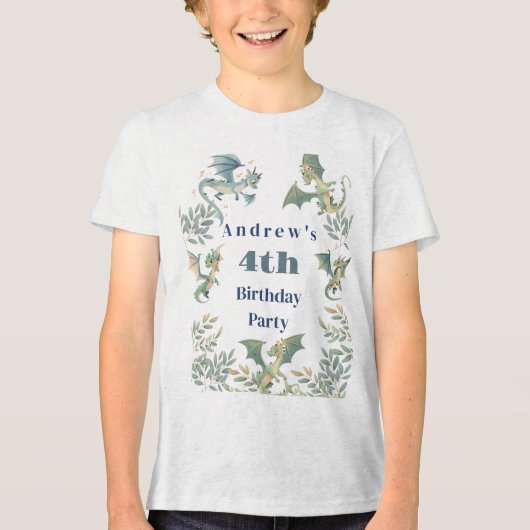 Draken Jongens 3e 4e 5e Verjaardagsfeestje Tri-Blend Shirt (Voorkant)