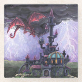 Draken Kasteel ART Glazen Onderzetter (Voorkant)