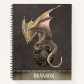 Draken Leer Metaal Gepersonaliseerd Viking Schild Notitieboek (Voorkant)