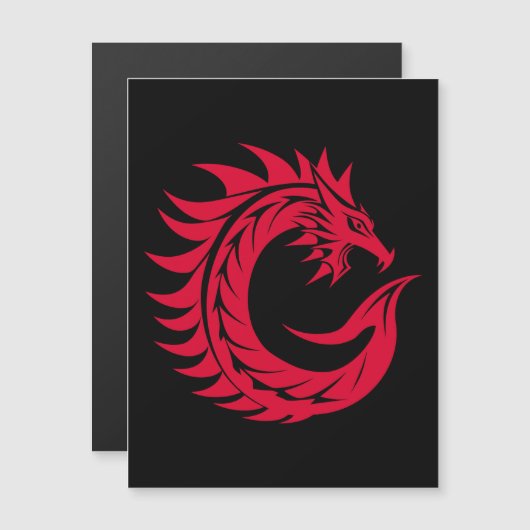 Draken Letter C, Draken Alfabet, Monogram Magnetische Uitnodiging (Voorkant / Achterkant)