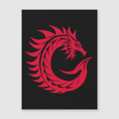 Draken Letter C, Draken Alfabet, Monogram Magnetische Uitnodiging (Voorkant)