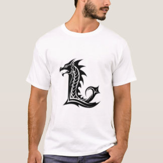 Draken Letter L – Elegant Draken Alfabet Ontwerp T-shirt