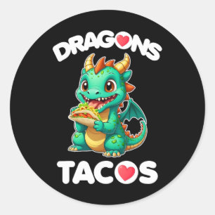 Draken Liefde Tacos Schattig Cinco De Mayo Mexicaa Ronde Sticker